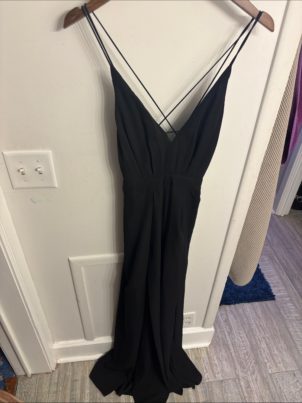 Black Open-Back Spaghetti-Strap Jumpsuit